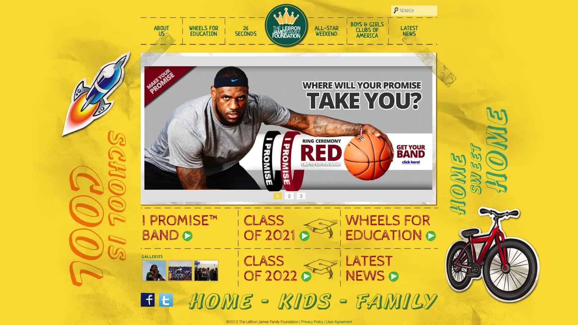 LeBron James Family Foundation WordPress website screenshot